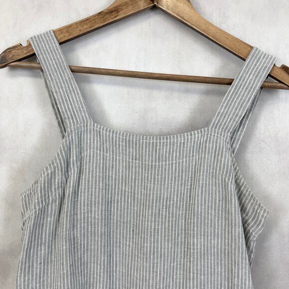 Everlane Womens Overalls 2 Blue Striped Linen Wide Leg Minimalist Boho Coastal - Picture 2 of 10